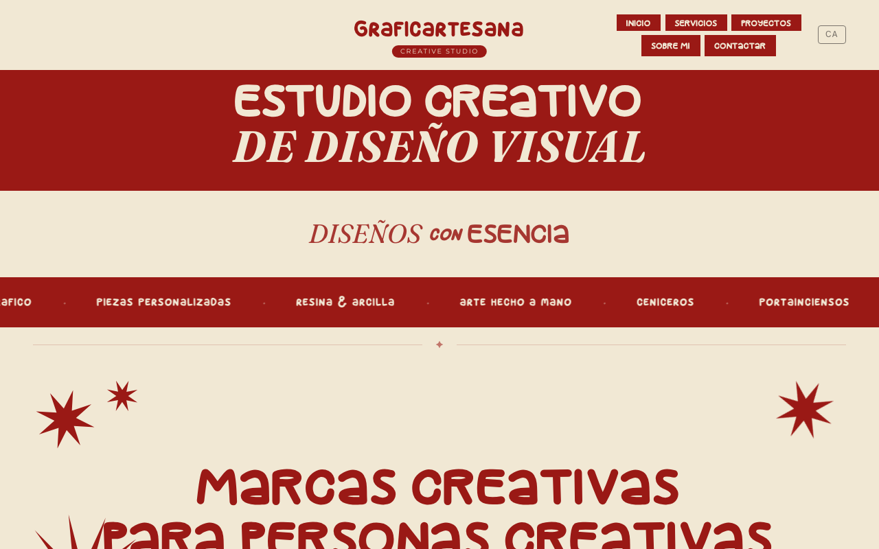 Página de inicio de la web de Graficartesana, estudio de diseño gráfico freelance