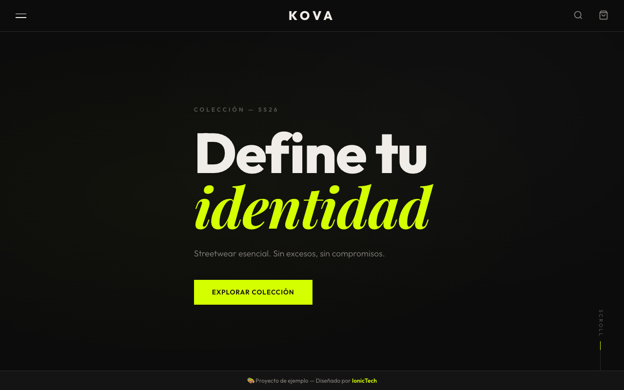 Tienda online de ejemplo de ropa streetwear KOVA